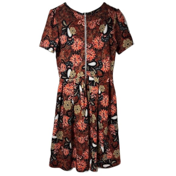 Lularoe Amelia Dress Women’s Medium M Zipper Knit Short Sleeve Fall Floral - Picture 2 of 5